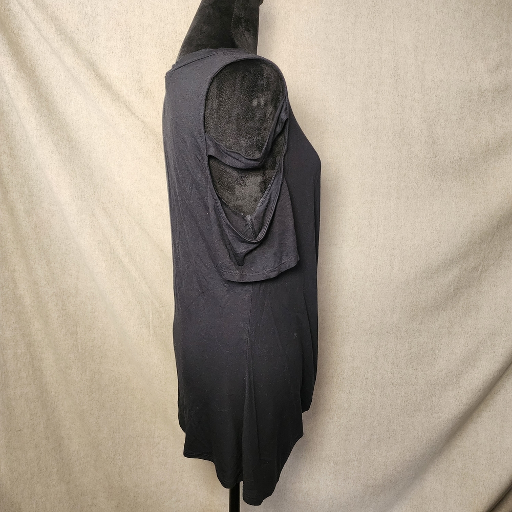 Venus Cold Shoulder Top Women's SZ M Black Rouched Bottom Summer Going Out - Picture 2 of 8